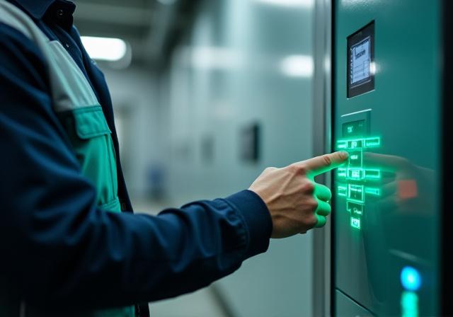 Técnicos de Estación Esmeralda revisando sistemas de climatización